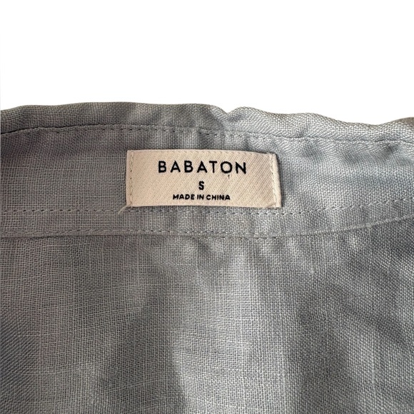 SOLD M Babaton Aritzia Linen Blue Relaxed Utility Button-up Shirt Womens Small - Picture 8 of 11
